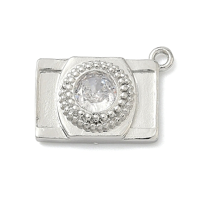 Brass Pave Clear Cubic Zirconia Charms KK-G548-08P-1