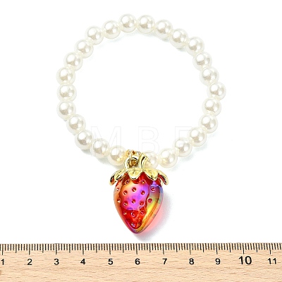 Acrylic Strawberry Charm Bracelets BJEW-JB13843-01-1