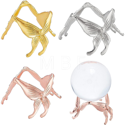 3Pcs 3 Colors Butterfly Crystal Ball Display Stand Alloy Metal Base ODIS-BC0001-11-1