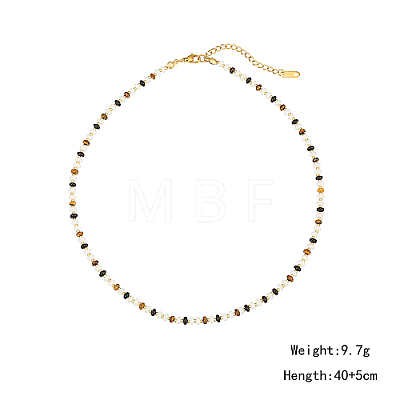 Natural Tiger Eye Beaded Necklace PM6114-1-1