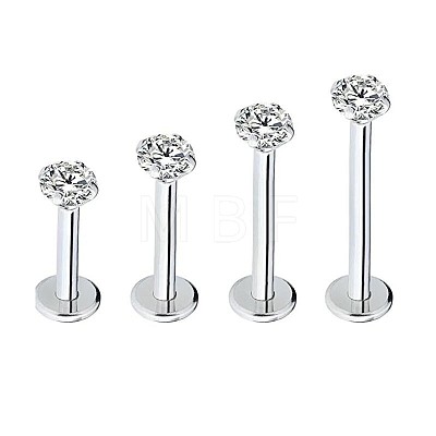 G23 Stainless Steel Clear Cubic Zirconia Threadless Labret Stud WG700A9-07-1