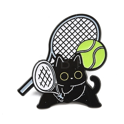 Cat with Tennis Sport Enamel Pins LS-JEWB-I052-05EB-03-1