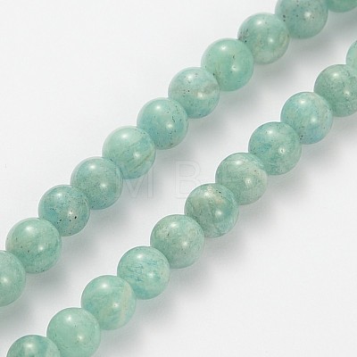 Natural Gemstone Amazonite Round Beads Strands G-O030-6mm-11-1