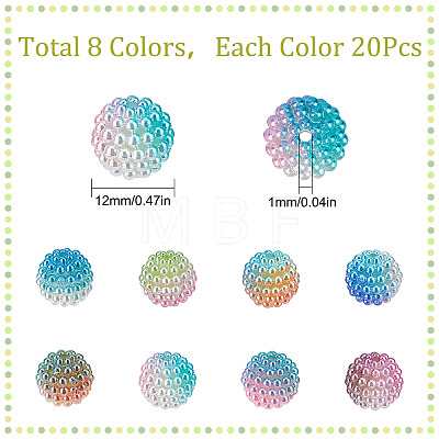 160Pcs 8 Colors Imitation Pearl Acrylic Beads OACR-SC0001-15-1