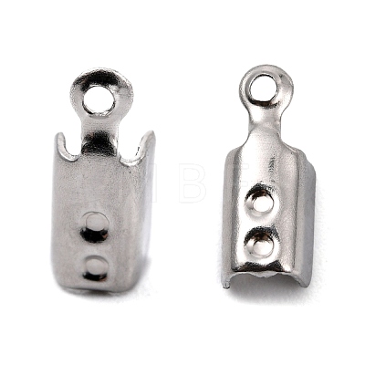201 Stainless Steel Fold Over Crimp Cord Ends X-STAS-R055-09-1