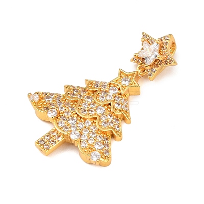 Christmas Brass Micro Pave Cubic Zirconia Pendants KK-F922-01G-1