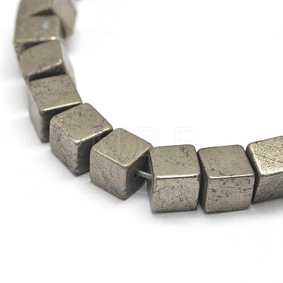 Cube Natural Pyrite Beads Strands G-I126-17-4x4mm-1