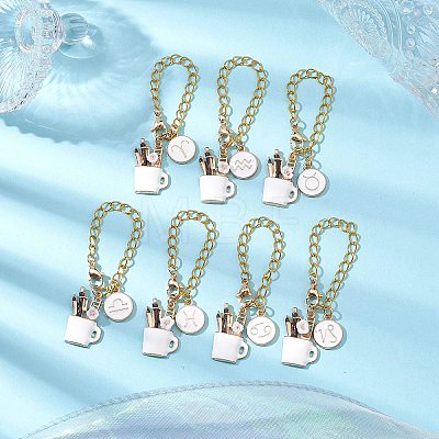 12 Constellations & Cup with Makeup Bruches Alloy Enamel Cup Charms HJEW-JM02165-1