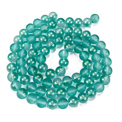 Frosted Transparent Glass Bead Strands GLAA-P065-10mm-08-1