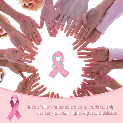 60Pcs Breast Cancer Awareness Pink Ribbon Enamel Pins JEWB-FH0001-27-1