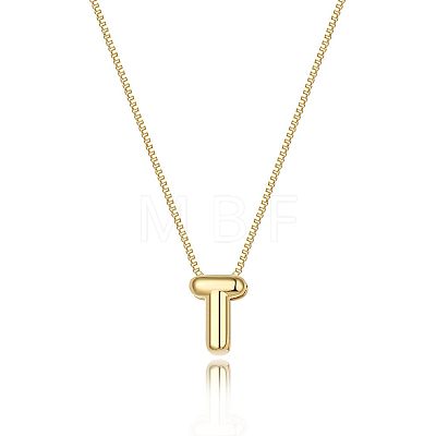 Brass Initial Pendant Box Chain Necklaces for Women FS-WG5C822-20-1