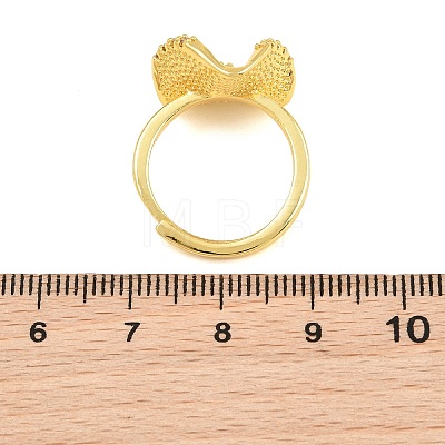 Flower Brass Micro Pave Cubic Zirconia & Enamel Cuff Ring Settings KK-CBAC351-06G-01-1