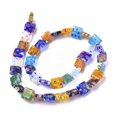 Square Handmade Millefiori Glass Beads Strands X-LK-R004-14-1