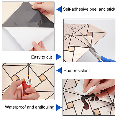 Square Mosaic Aluminum Plastic Self-Adhesive Wall Stickers DIY-WH0257-15B-1