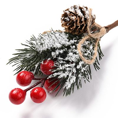 Plastic Artificial Winter Christmas Simulation Pine Picks Decor DIY-P018-F01-1