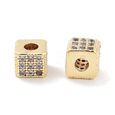 Brass Micro Pave Clear Cubic Zirconia Beads KK-P271-18G-1