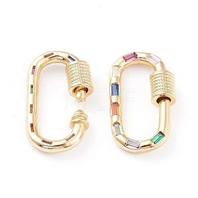 Brass Micro Pave Cubic Zirconia Screw Carabiner Lock Charms LS-ZIRC-L093-58B-G-1