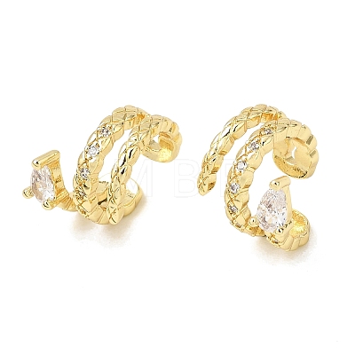 Brass Micro Pave Cubic Zirconia Cuff Earrings for Women CU-CBAE7DF-15G-1