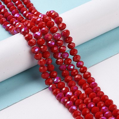 Electroplate Opaque Solid Color Glass Beads Strands EGLA-A034-P4mm-L04-1