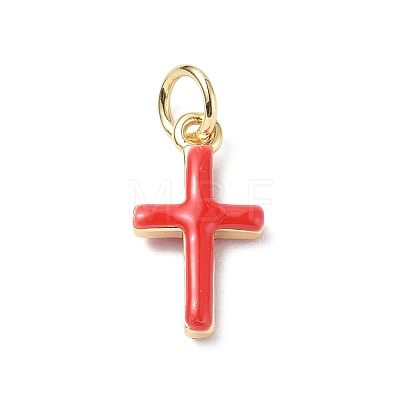 Real 18K Gold Plated Eco-Friendly Rack Plating Brass Enamel Pendants KK-F845-40G-02-1