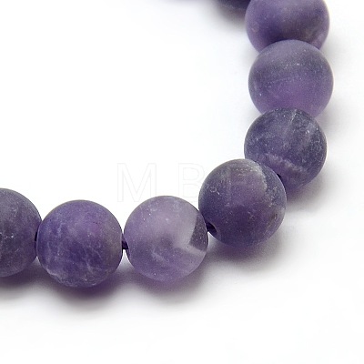 Frosted Natural Amethyst Round Bead Strands X-G-M064-8mm-13-1