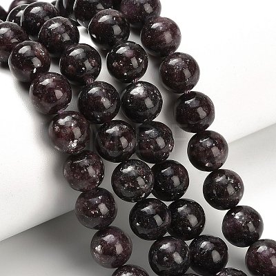 Natural Lepidolite/Purple Mica Stone Beads Strands G-H335-B03-10mm-A-1