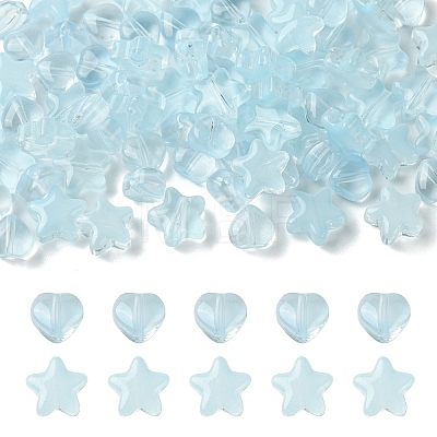 80Pcs 2 Styles Transparent Spray Painted Glass Beads GLAA-YW0003-72A-1