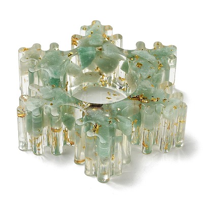 Natural Green Aventurine & Resin Candle Holder Molds DJEW-H012-02B-1