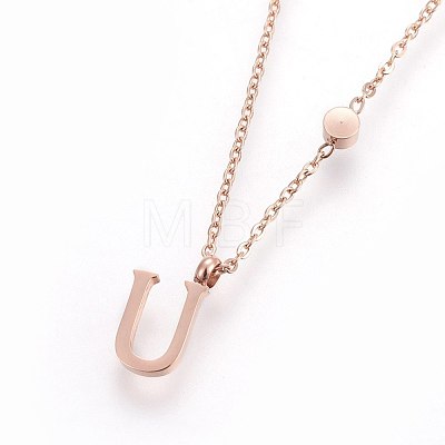 (Jewelry Parties Factory Sale)304 Stainless Steel Initial Pendant Necklaces NJEW-G321-04RG-U-1