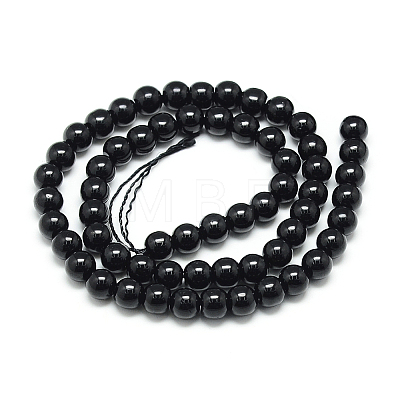 Natural Black Tourmaline Beads Strands X-G-S150-30-6mm-1
