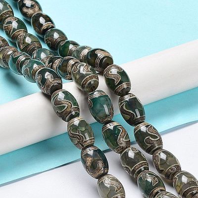 Tibetan Style dZi Beads Strands TDZI-E005-01I-1