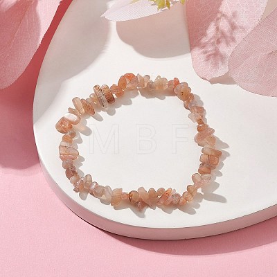 Natural Sunstone Chips Beaded Stretch Bracelets for Women BJEW-JB10046-13-1