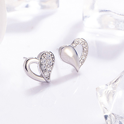 Brass Micro Pave Clear Cubic Zirconia Stud Earrings WG66561-02-1