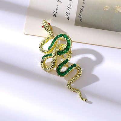 Snake Aolly Rhinestone Brooches JEWB-V008-01LG-02-1