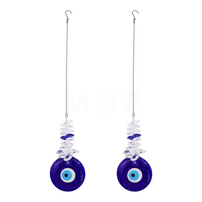 2Pcs Glass Evil Eye Pendant Decorations HJEW-GL0001-27-1