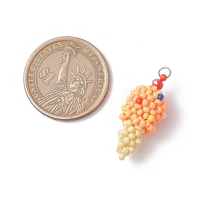 Glass Seed Beaded Ice Cream Pendants PALLOY-MZ00550-03-1