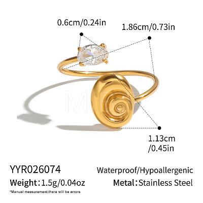 Ocean 304 Stainless Steel & Cubic Zirconia Cuff Open Rings WGA0062-01-1