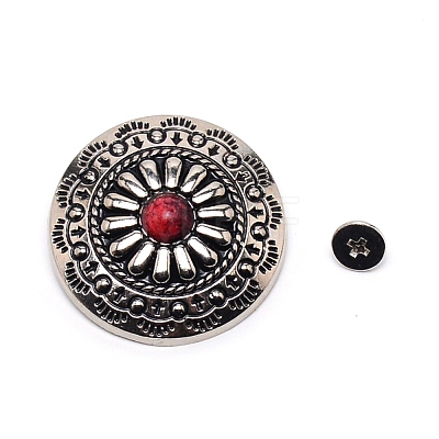 1-Hole Alloy & Turquoise Buttons PALLOY-WH0092-09F-P-1