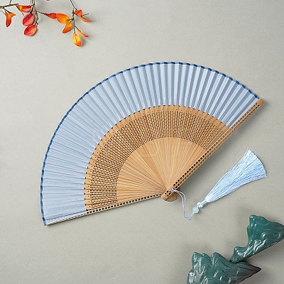 Bamboo Folding Fan with Tassel PW-WG495F3-04-1