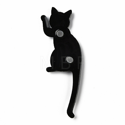 Cute Multifunction Cat Shape Acrylic Magnetic Refrigerator Sticker Fridge Magnets Hanging Hook AJEW-B002-01G-1