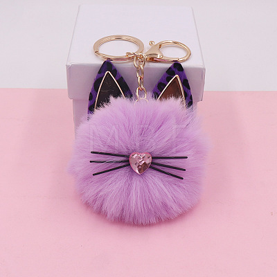 Imitation Rabbit Fur Cat Keychain PW-WG47111-03-1