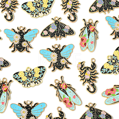 20Pcs 5 Styles Insect Series Alloy Enamel Pendants ENAM-CJ0005-40-1