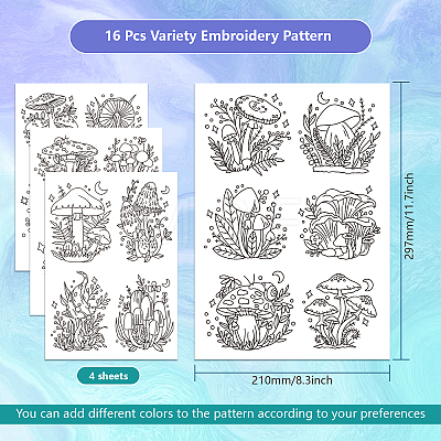 4 Sheets 11.6x8.2 Inch Stick and Stitch Embroidery Patterns DIY-WH0455-074-1