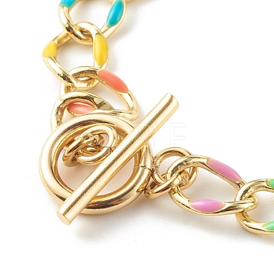 Brass Enamel Curb Chain Necklaces & Bracelets Jewelry Sets SJEW-JS01197-1