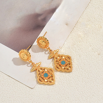 Ethnic Style Brass Pave Cubic Zirconia Stud Dangle Earrings for Women QY0483-1