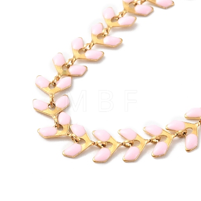 Enamel Ear of Wheat Link Chains Bracelet BJEW-P271-02G-03-1