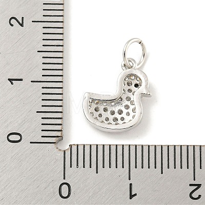 Rack Plating Brass Micro Pave Clear Cubic Zirconia Pendants KK-B093-02D-P-1