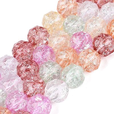 Transparent Crackle Glass Beads Strands GLAA-Q115-03B-1