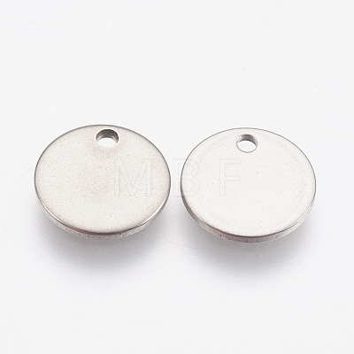 Original Color Stamping Blank Tag Charms 304 Stainless Steel Flat Round Pendants X-STAS-Q056-10mm-1