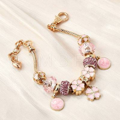 Alloy Enamel European Beads Charm Bracelets BJEW-F495-01G-1